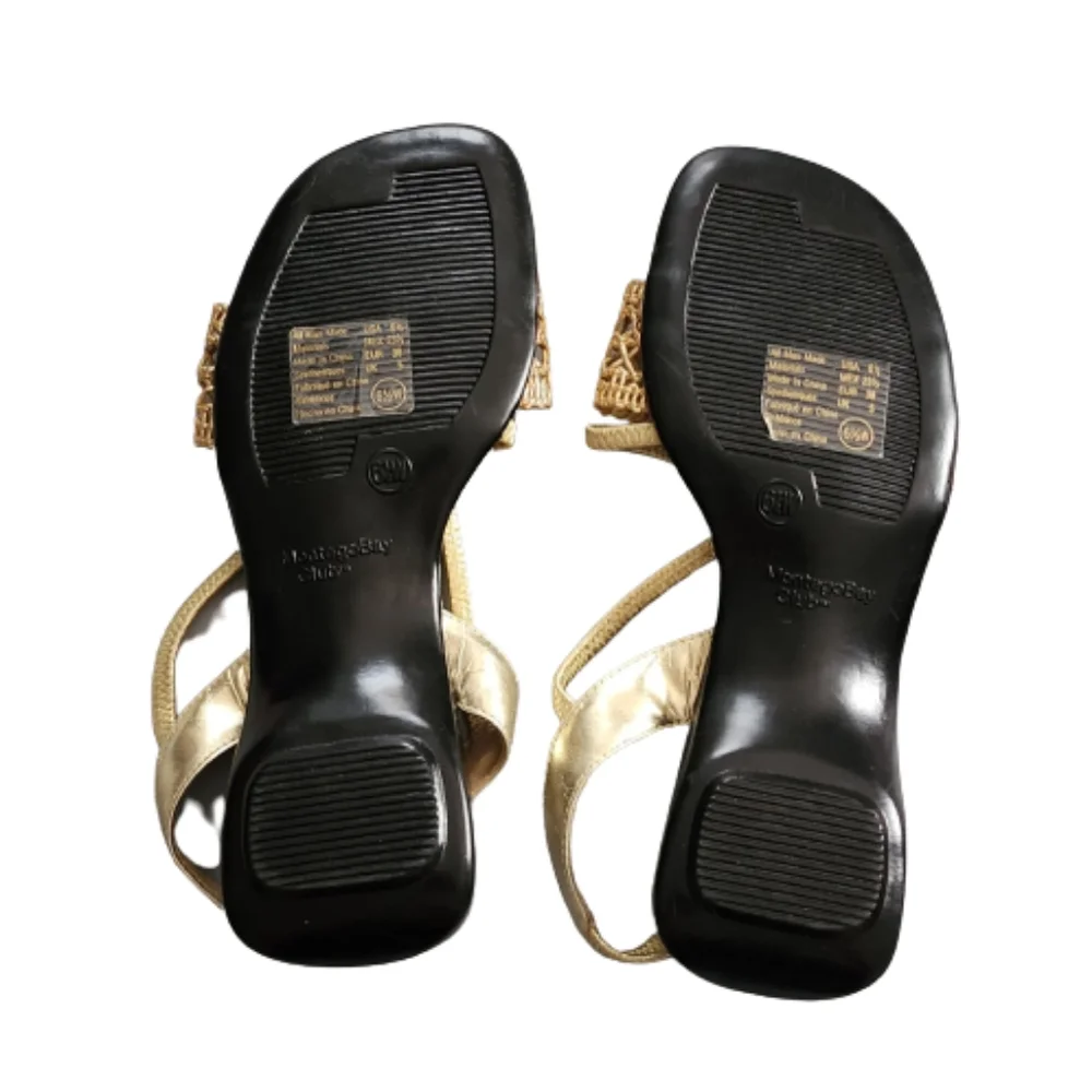 Montego Bay Club Gold Wide Width Strappy Sandals Size 6.5 Women's - Picture 8 of 9